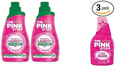 Bundle of Stardrops - The Pink Stuff - The Miracle Laundry Detergent Bio Liquid - 32oz Pack of 2 + Stardrops - The Pink Stuff - The Miracle Laundry Oxi Stain Remover Spray 500ml