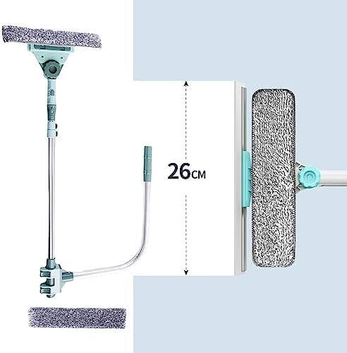 Window Cleaner Squeegee External Window Washer U Shape Window Cleaner Window Squeegee with Long Handle for Car Windshield Tiles Wall Clean (Horizontal Head)