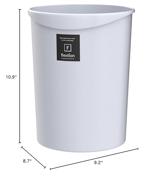 リス Squirrel Trash Can Wastebasket Flextion Round Metallic White 2.8 gal (8 L) Made in Japan