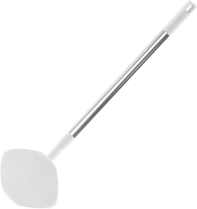 Retractable Dust Mop Floor Cleaning Mop with Triangular Microfiber Cloth for Household Use White Adjustable Handle