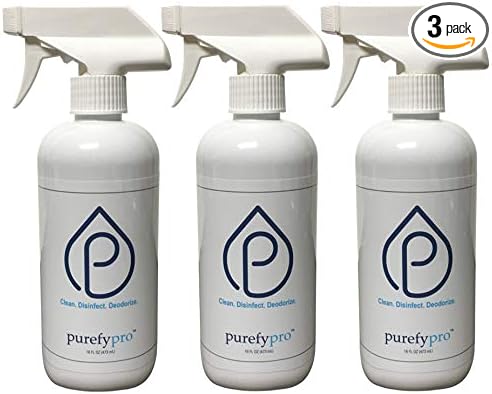 Purefypro Disinfectant Spray (16oz 3pk) Eliminate 99.9999% Viruses Norovirus Flu Hepatitis HIV MRSA VRE E Coli Drug Resistant Germs Fungi. Unscented. No Residue. Suitable All Surfaces