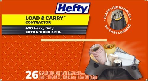 Hefty Heavy Duty Trash Bags Large | 42 Gallon | For Contractors | 26 Count Pack of 2