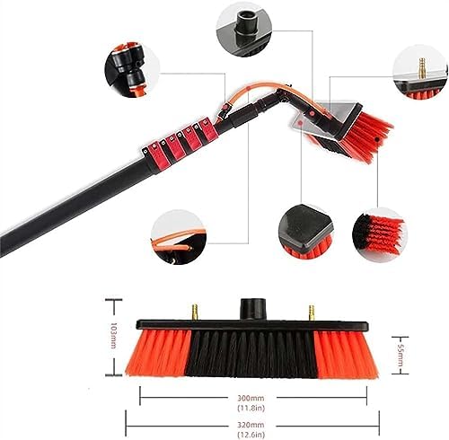 Telescopic Pole Kit Cleaning BrushWindow Cleaning Pole Water Fed Telescopic Brush Extendable Solar Photovoltaic Panel Cleaner Brush Outdoor Conservatory Roof Washing Equipment Tools Brush H