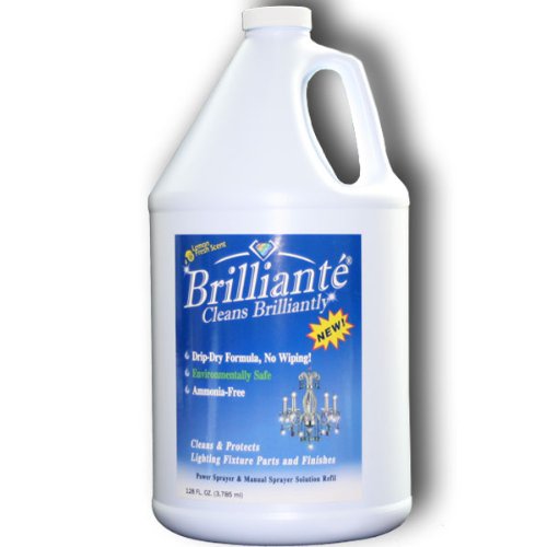 BRILLIANTÉ Crystal Chandelier Cleaner 1 Gallon Refill Environmentally Safe Ammonia-free Drip-dry Formula By CrystalPlace