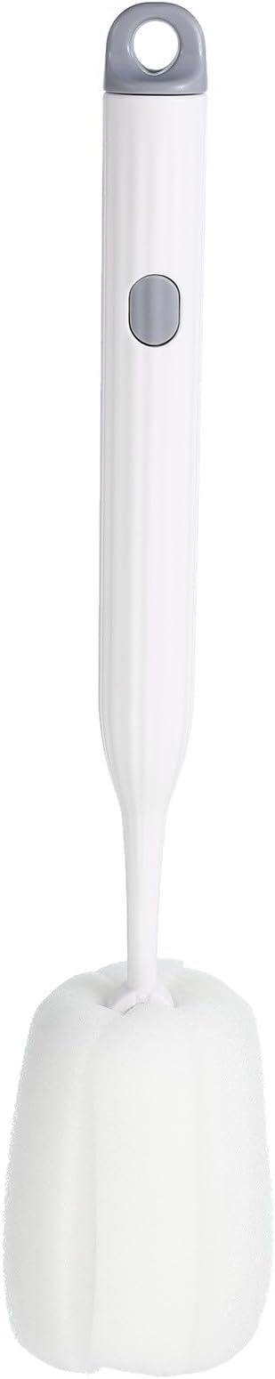 1 Pcs 10.7 Inch Bottle Cleaner Brush Soft Spon Plastic Handle White