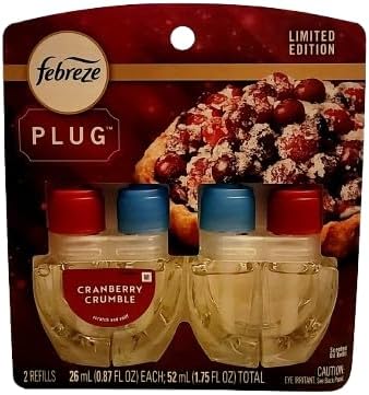 Fall and Winter Holiday Luxe Limited Edition Plug In for Odor-Fighting Fade Defy Plug Air Freshener (2) Count of 0.87 fl oz Refills (Cranberry Crumble)