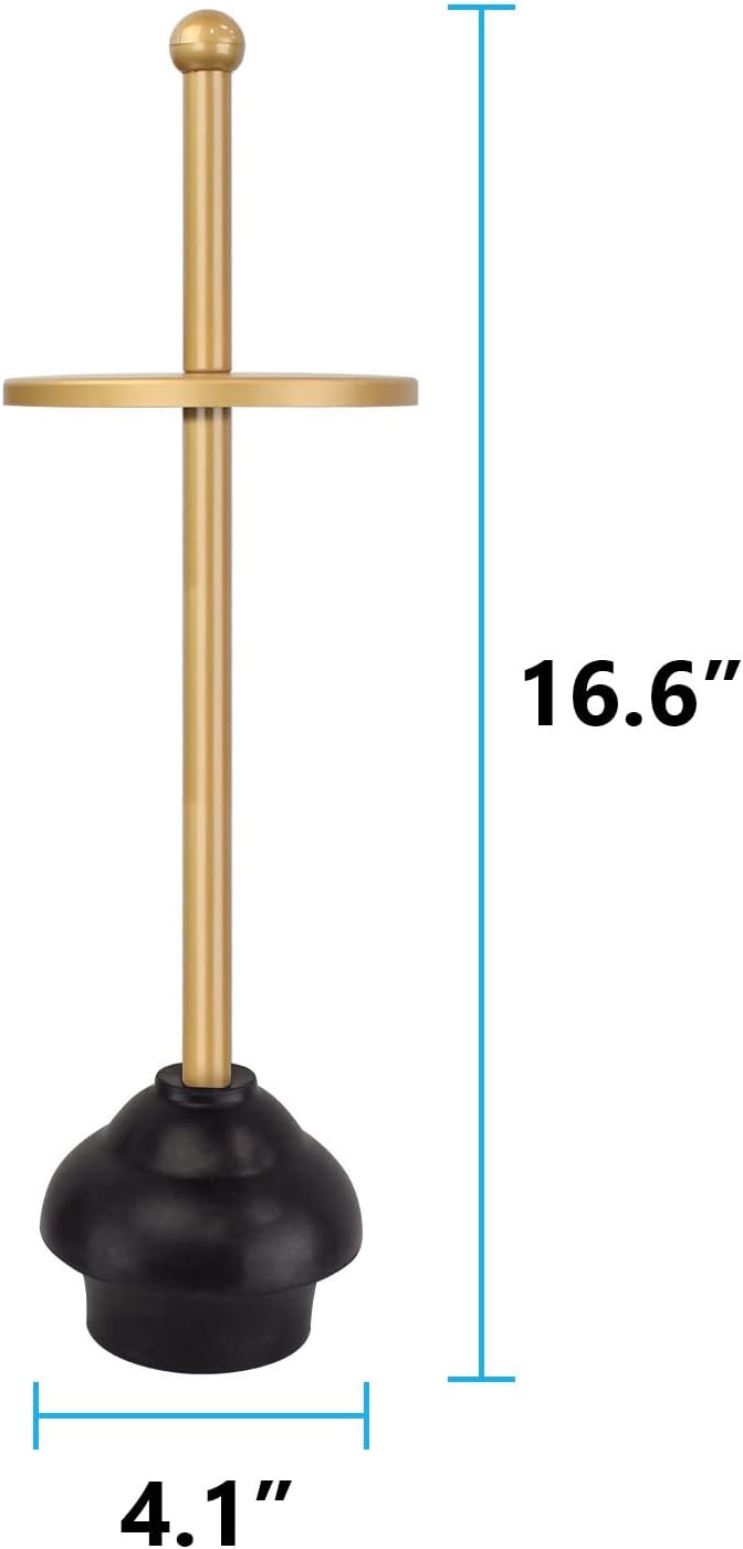 Blue Donuts Toilet Plunger with Holder for Bathroom Multi Drain Suitable Also for Bathtubs Quick Dry Gold
