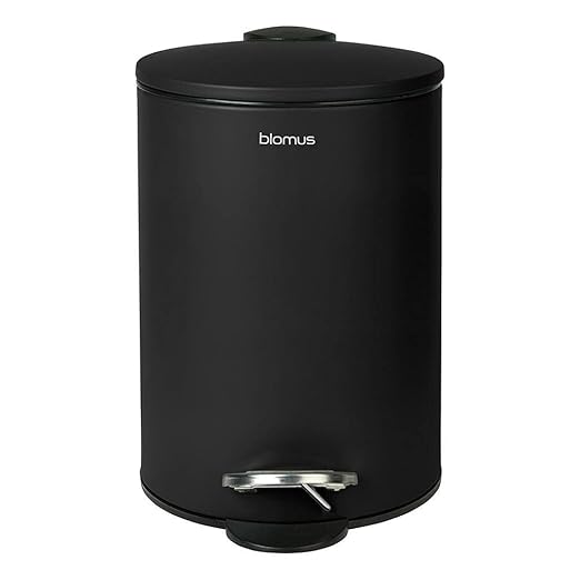 Blomus TUBO Pedal Bin Wastepaper Basket - Black