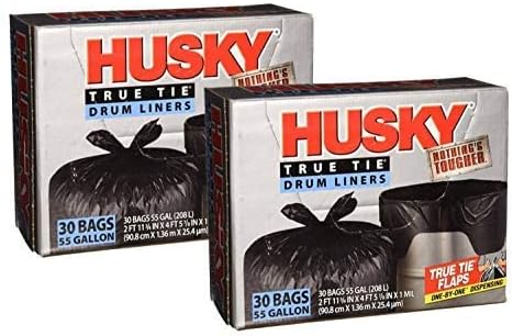 Husky HKK55030B True Tie 55-Gallon Drum Liners 30-Count. (2 PK)
