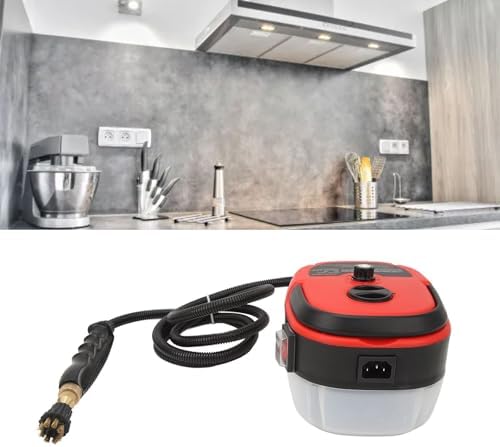 Handheld Steam Cleaner High Temperature High Pressure Steam Cleaner Portable Machine with Brush Heads for Kitchen Furniture Bathroom Car(Red)