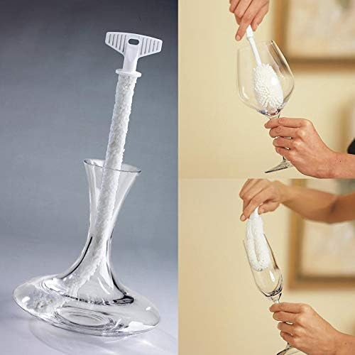 Set of 3 Glassware Cleaning Brush Kit - Non-Scratch Foam Wine Glass Cleaning Brush Set for Glassware Decanter Mug Stemware - for Home Restaurant Bar Hotel - by FryOilSaver Co.