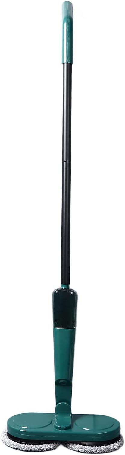 Electric Mop Cordless Lightweight with Water Sprayer for Hardwood Tile Marble Floors White - Rechargeable Battery Quiet Operation Adjustable and Flexible Design (Green)