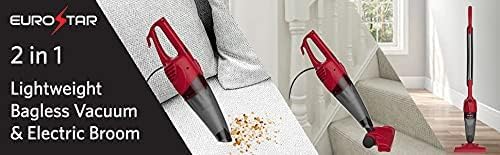 EUROSTAR EV2031 2-in-1 Lightweight Bagless Vacuum &amp Electric Broom Red
