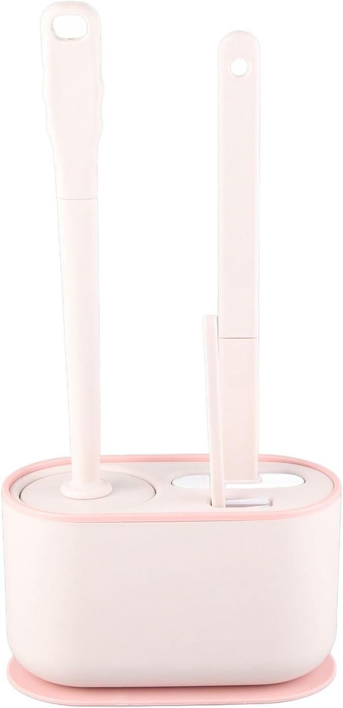 Toilet Brush Set Bathroom Accessories Toilet Bowl Cleaners Deep Cleansing Multifunctional Hanging Toilet Brush Set for Bathroom(Cherry Blossom Pink)