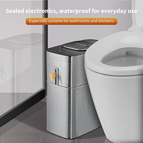 MOPUP Touchless Bathroom Trash Can 4 Gallon Narrow Metal Automatic Privacy Garbage CansMotion Sensor Trash Bin for BedroomOfficeToiletRV