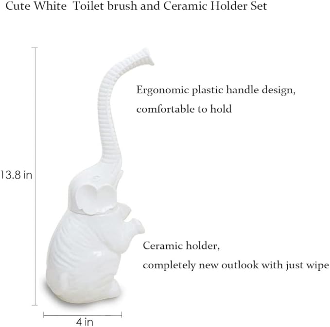 Toilet Brush and Holder SetModern Ceramic Toilet Bowl Brush HolderCute Bathroom Decor Non-Scratch Bristles Space-Saving White Household Cleaning Tool for Bathtub
