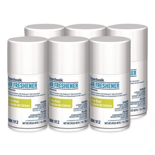 Boardwalk 7oz Metered Air Freshener Refill 6-Pack Citrus Blast Scent Aerosol Spray Fits Most Dispensers Odor Eliminator Made in the USA