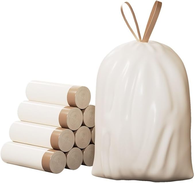 Heavy Duty Drawstring Kitchen Trash Bags 4-Micron Thick Leakproof &amp Heat-Resistant Large Capacity Garbage For Bathroom Home Use Fit Most Bins(Large 3-roll [ 3Micron52*55cm])