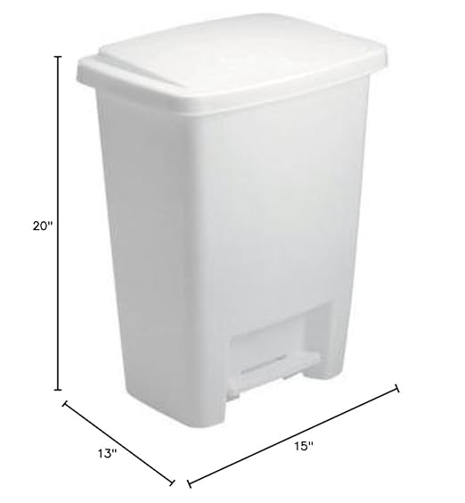 Rubbermaid Step-On Wastebasket 33 Qt. 15 X 13 X 20 Plastic Bisque White