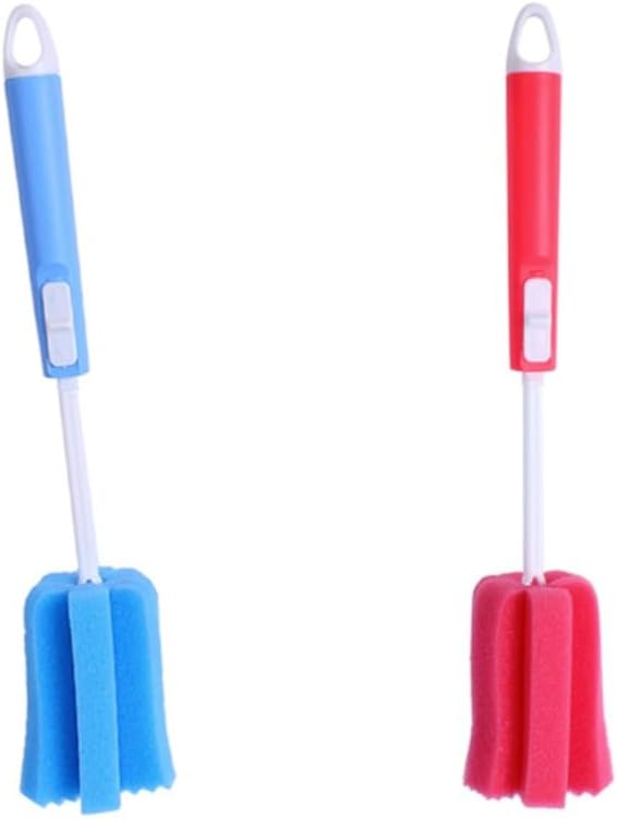 3pcs Household Glass Cup Long Handle Spon Brush Bottle Brush Cup Bottle