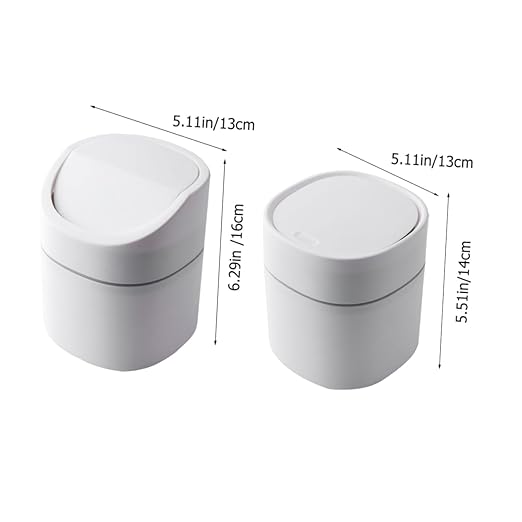 Mobestech 2Pcs Small Desktop Trash Can with Lid Wear Resistant Plastic Wastebasket for Kitchen Living Room Bedroom and Office Compact Garbage Can for Easy Disposal and Space Saving