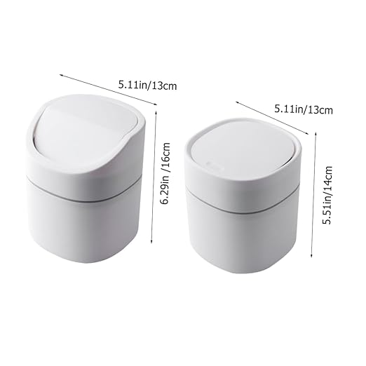 CHILDWEET 2pcs Mini Trash Can with Lid Wear-Resistant Plastic Desktop Wastebasket for Kitchen Office Bedroom Stylish Small Garbage Bin for Easy Clean-up