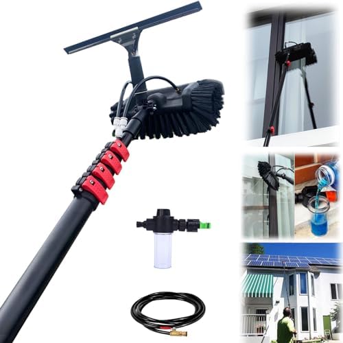 Glass Cleaning Brush Home Water Fed Telescopic Pole Kit Solar Panel Brush Rotating for Photovoltaic Panel3.6-10.8M Window Cleaning Pole Hose Fed Water fed Telescopic Extendable Solar Panel