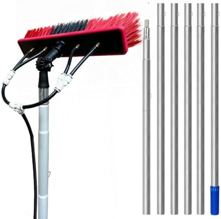 Glass Cleaning Brush Household Water Supply Telescopic Pole Kit Solar Panel Rotating Brush Solar Photovoltaic PanelsAdjustable Solar Panel Cleaning Brush with 7m Pole Window Clean