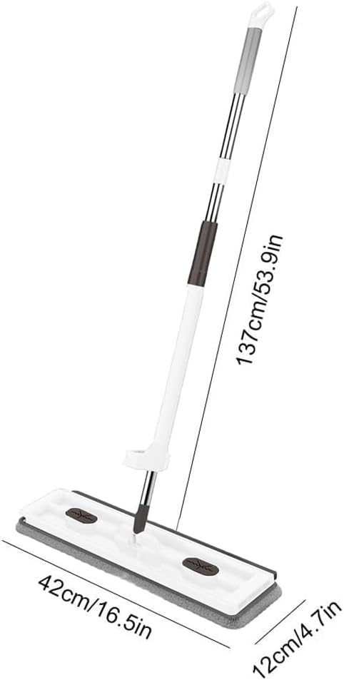 Large Flat MopLarge 17inch Hands-Free Mop EVA Squeegee &amp 360° Swivel for Hard Floors (White 6 Cloth)