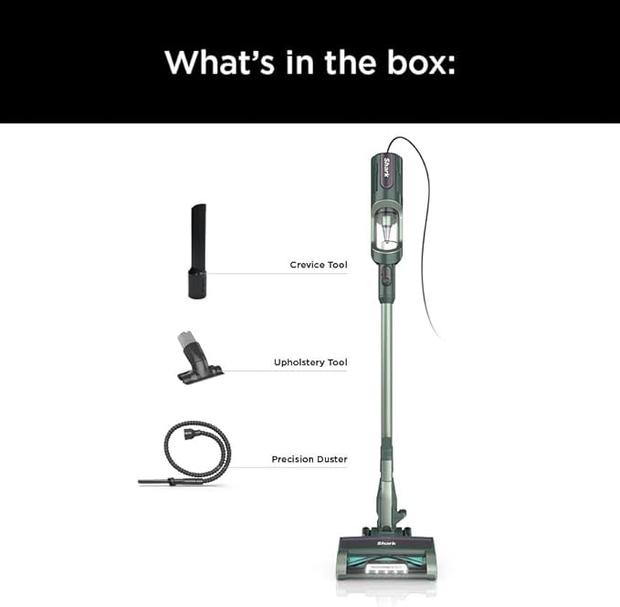 Shark Detect Ultralight Corded Stick Vacuum with Direction Detect and Self-Cleaning Brushroll Powerful Hair Pickup Ultra-Lightweight Crevice &amp Upholstery Tool Included Evergreen HZ752