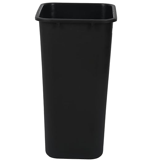 MARKSON 10 Gallon Plastic Rectangular Wastebasket Black