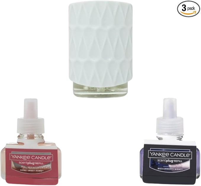 Yankee Candle Cozy Twilight - Scent Plug Diffuser Organic Pattern Gray Scent Plug Refill Home Sweet Home and Midsummer Night (1 Ea.) (Variety Pack)