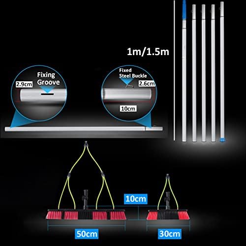 Glass Cleaning Brush Home Water Fed Telescopic Pole Kit Solar Panel Brush Rotating for Photovoltaic PanelWindow Cleaner Window Cleaning Kit Lightweight Aluminum Alloy Water Fed Pole Solar