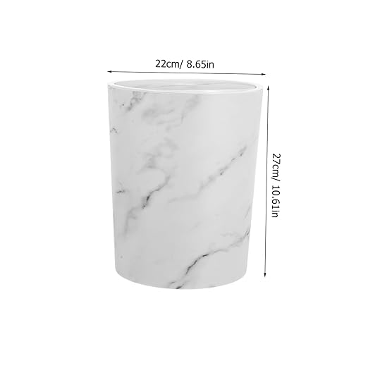 Large Swing-top Trash Can with Lid Elegant Marble Pattern Wastebasket for Bathroom Bedroom Kitchen and Office Spacious Garbage Container for Home Use