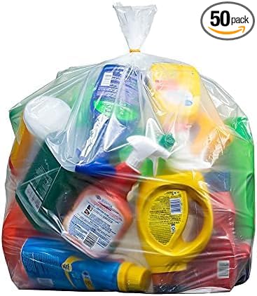 Plasticplace 40-45 Gallon Trash Bags │ 2.0 Mil │ Clear Extra Heavy Garbage Can Liners │ 40 x 46 (50 Count)