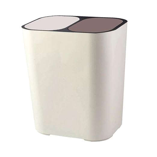 Yajuyi 18L Trash Can Garbage Bin Rubbish Storage Bucket Office Wastebasket for Living Room White