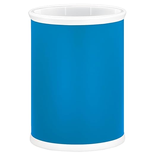 Kraftware Rainbow Oval Wastebasket with Plastic Liner Adding Color to the Bathroom and All Other Rooms in the Home or Entertainment Space 13 Quart Capacity 2 piece Set Process Blue