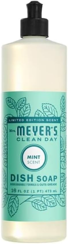 Mrs. MEYER'S Mint Variety Pack Includes 1 Room Freshener 8 OZ 1 Liquid Dish Soap 16 OZ 1 Liquid Hand Soap12.5 OZ 1 Multi-Surface Cleaner 16 OZ 1 CT (Mint)