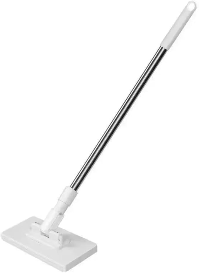 One-Button Press Mop with Automatic Paper Change System Extendable Handle White and Silver for Whole House Cleaning Floors Walls High Places