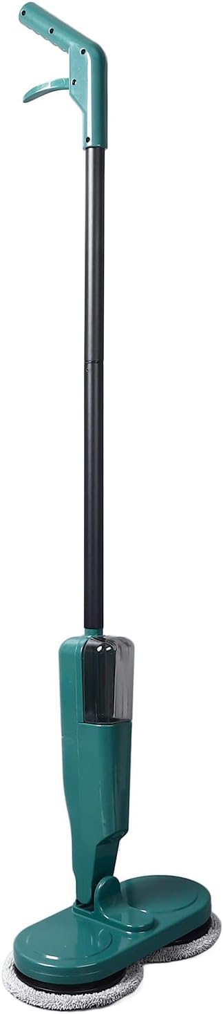 Electric Mop Lightweight Cordless with Water Sprayer Rechargeable 2000mAh Battery White - Quiet Operation Adjustable Length Ideal for Hardwood and Tile Floors (Green)