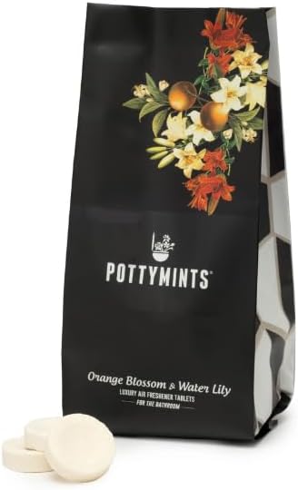 Potty Mints Dissolvable Air Freshener Toilet Tablets | Orange Blossom and Water Lily | Long-Lasting Non-Toxic | Made in The USA | Discreet Packaging Septic Safe | Travel Friendly (20 Bag)