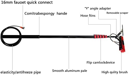 Glass Cleaning Brush Home Water Fed Telescopic Pole Kit Solar Panel Brush Rotating for Photovoltaic PanelSolarPowered Window Cleaner Pole Extendable Telescopic Pole for Window Cleaning with