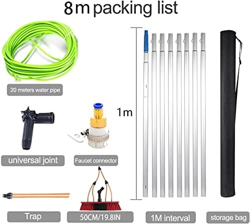 Telescopic Glass Cleaning Brush26.5ft(8m) Water Fed Telescopic Window Cleaning Pole Extendable Cleaning BrushHose Fed Extendable Extended Window Cleaner Brush Tool Kit(