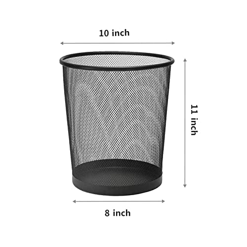 Black Mesh Trash Cans 4 Gallon 10 Pack Metal Wire Wastebaskets Waste Basket Trash Can Small Trash Cans Recycling Garbage Container Bin for Office Home Bedroom