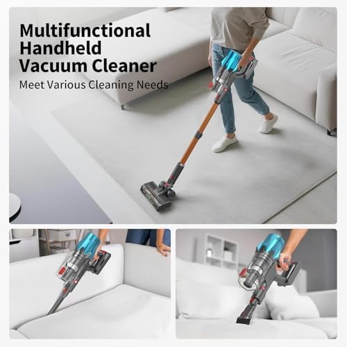 550W Ultra Powerful Cordless Vacuum Cleaner 40-Min Runtime with Automatic Dust Detection Bagless for Carpets Hard Floors