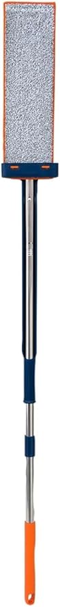 Firmgrand Magic Flat Mop 47.25 in Stainless Steel Handle Orange and Navy Blue