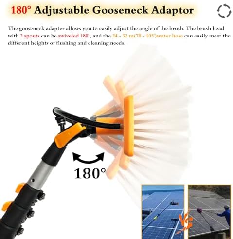Glass Cleaning Brush Home Water Fed Telescopic Pole Kit Solar Panel Brush Rotating for Photovoltaic Panel30ft Telescopic Water Fed Window Cleaning Kit – Aluminum Pole &amp Brush for Solar Pane