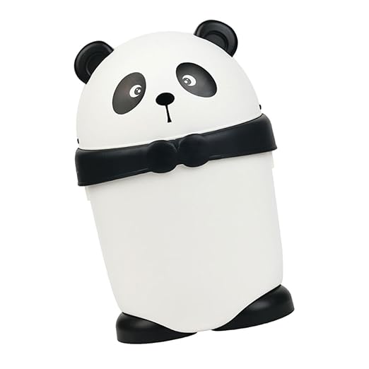 Luxshiny Cartoon Panda Trash Can Cute Storage Bin for Rooms Wastebasket with Shake Lid Mini Trash Can for Home Office Organization