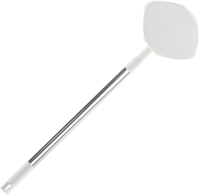 TEHAUX Retractable Handle Dust Mop with Dry Electrostatic Triangle Mop Head Rotatable Household Cleaning Dust for Floor and Wall White Extendable Without Face Towel