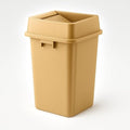 19 Gallon Beige Square Plastic Trash Can with Lid Heavy Duty | Indoor Outdoor Commercial Waste Container with Optional Lid for Restaurants Parks Schools Public Spaces